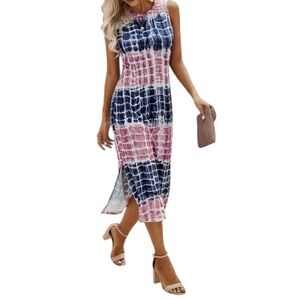 NWOT SHEIN Tie-Dye Sleeveless Bodycon Maxi Dress Size L